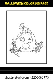 Halloween coloring page for kids. Line art coloring page design for kids.