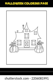 Halloween coloring page for kids. Line art coloring page design for kids.