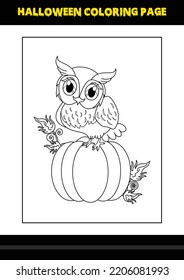 Halloween coloring page for kids. Line art coloring page design for kids.
