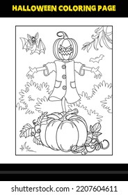 Halloween coloring page for kids. Line art coloring page design for kids.