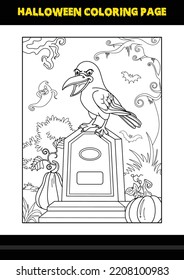 Halloween coloring page for kids. Line art coloring page design for kids.