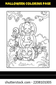 Halloween coloring page for kids. Line art coloring page design for kids.