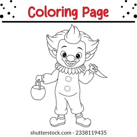 Halloween coloring page for kids. Halloween Trick or Treat Black and white vector illustration for coloring book