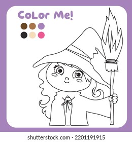 Halloween Coloring Page; Printable Page; Cute Cartoon; Halloween Edition; Halloween Vector; Illustration; Coloring Worksheet; Kindergarten Activity; Activity Kit; Coloring Sheet; 