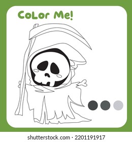 Halloween Coloring Page; Printable Page; Cute Cartoon; Halloween Edition; Halloween Vector; Illustration; Coloring Worksheet; Kindergarten Activity; Activity Kit; Coloring Sheet; 