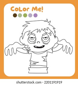 Halloween Coloring Page; Printable Page; Cute Cartoon; Halloween Edition; Halloween Vector; Illustration; Coloring Worksheet; Kindergarten Activity; Activity Kit; Coloring Sheet; 