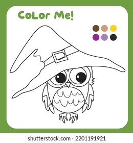 Halloween Coloring Page; Printable Page; Cute Cartoon; Halloween Edition; Halloween Vector; Illustration; Coloring Worksheet; Kindergarten Activity; Activity Kit; Coloring Sheet; 