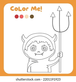 Halloween Coloring Page; Printable Page; Cute Cartoon; Halloween Edition; Halloween Vector; Illustration; Coloring Worksheet; Kindergarten Activity; Activity Kit; Coloring Sheet; 