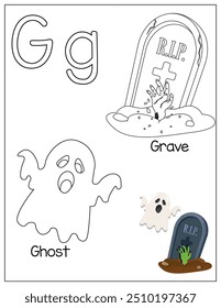halloween coloring pages, alphabetical coloring pages, letter G coloring page