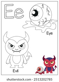 halloween coloring pages, alphabetical coloring pages, letter E coloring page