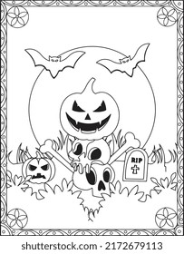 Halloween Coloring Pages Kids Black White Stock Vector (Royalty Free ...