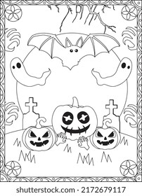 Halloween Coloring Pages Kids Black White Stock Vector (Royalty Free ...