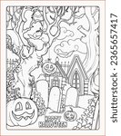 Halloween Coloring pages for kids, party activity to have a great time. Coloring Sheets Vector illustration