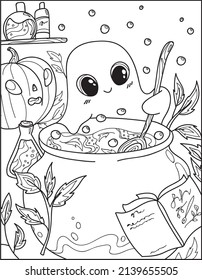 Halloween Coloring Pages Outline Drawing For Adults Coloring Book