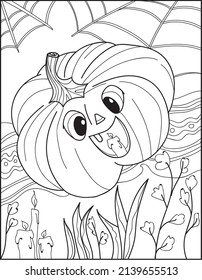 Halloween coloring pages outline drawing for adults coloring book