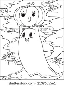 Halloween coloring pages outline drawing for adults coloring book