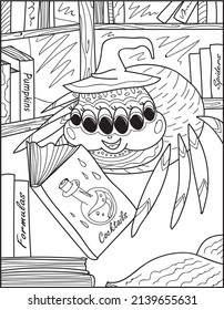 Halloween coloring pages outline drawing for adults coloring book