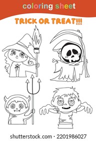 Halloween Coloring worksheet for children. Coloring Halloween theme. coloring page. Fun activity for kids. Vector illustration.