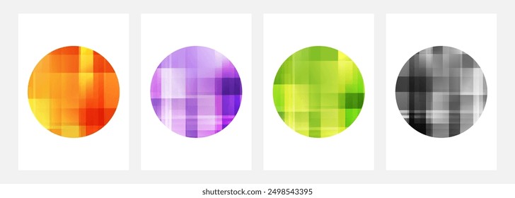 Halloween colors. Set of abstract backgrounds with blurred color round shapes. Bright gradients. Defocused circles for spooky holiday creative graphic design. Vector illustration.