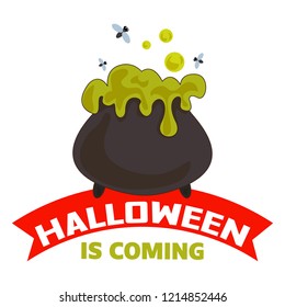 Halloween is coming logo. Cartoon of halloween is coming vector logo for web design isolated on white background