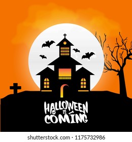 Halloween is comming typography with creative design 