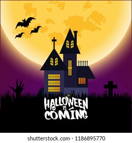 Halloween is comming typography with creative design 