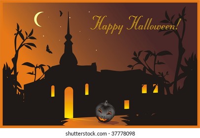 Halloween. Composition for card. Vector
