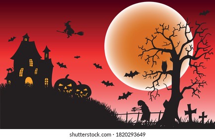 halloween composition with vector isolated elements