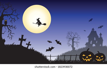 Halloween composition with vector isolated elements, holiday poster