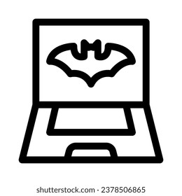 Halloween Computer icon on White Background. Halloween line icons collection. Vector illustration. 