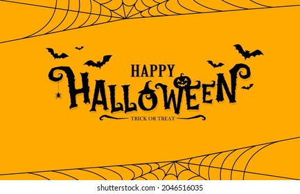 Halloween concept background with bats and pumpkin.Vector Illustration