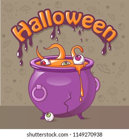 Halloween concept background. Cartoon illustration of Halloween vector concept background for web design