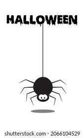Halloween Concept background with a spider on spider web under the word Halloween. Vector illustration.