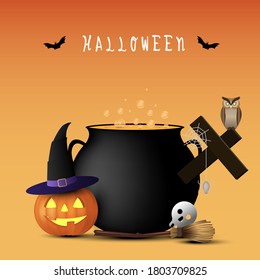 Halloween concept background. Witch's poison cauldron on halloween.