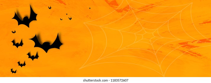 Halloween concept - black paper cut bats flying.