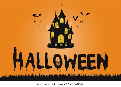 Halloween concept Castle with Halloween text