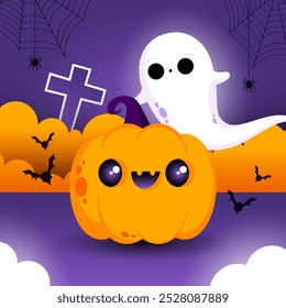 Halloween concept cute ghost vector