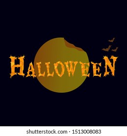 Halloween concept with full moon on Black background. For Banner, Poster, Greeting Card, Party Invitation.
