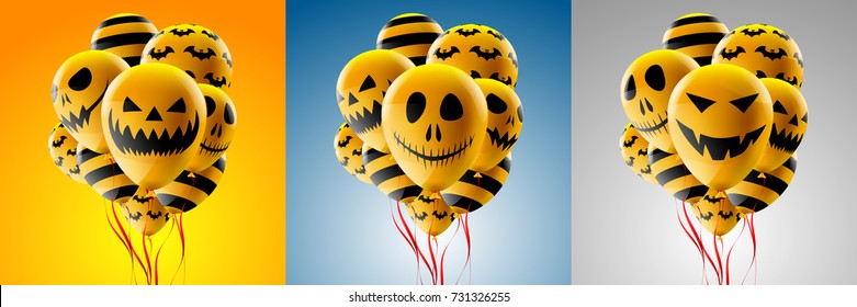Halloween concept with Halloween Ghost Balloons.Scary air balloons for Halloween Flyer,template,Brochures,Poster or Banner.Vector illustration EPS10