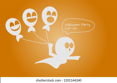 Halloween concept. Ghost go to halloween party. Vector
