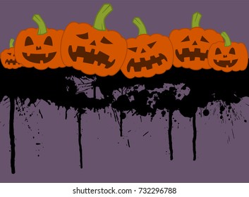 Halloween concept with group of pumpkin on a bloody background, vector illustration