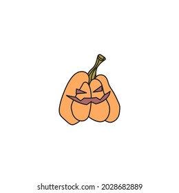 Halloween concept. hand drawn doodle element for Halloween. jack o lantern, pumpkin candle. isolated vector illustration on white background