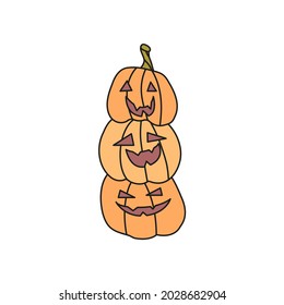 Halloween concept. hand drawn doodle element for Halloween. jack o lantern, pumpkin candle. isolated vector illustration on white background