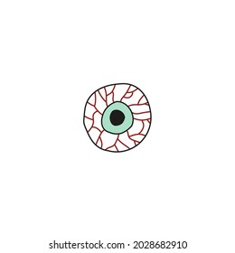 Halloween concept. hand drawn doodle element for Halloween. irritated scary red eye. isolated vector illustration on white background