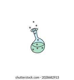 Halloween concept. hand drawn doodle element for Halloween. witch bottle with green poison. isolated vector illustration on white background