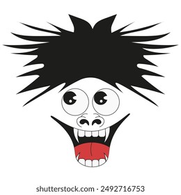 Halloween concept. Happy Vampire face design isolated white. Cute trippy Vampire art can used t-shirt print, postcard, card, poster cover design. Horror art. Simple flat vector for social media avatar