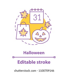 Halloween concept icon. October 31st idea thin line illustration. Autumn. Vector isolated outline drawing. Editable stroke