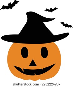 Halloween concept illustration vectors design, witches, pumpkins and bats