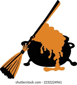Halloween concept illustration vectors design, witches, pumpkins and bats