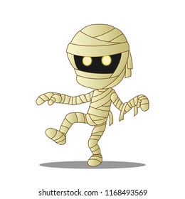 Halloween concept, Mummy walking, Cartoon vector illustration